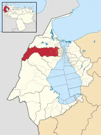 Locatie van de gemeente in Zulia