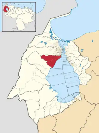 Locatie van de gemeente in Zulia