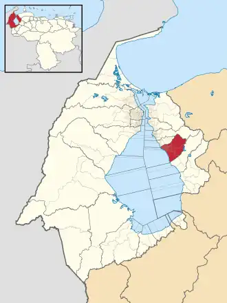 Locatie van de gemeente in Zulia