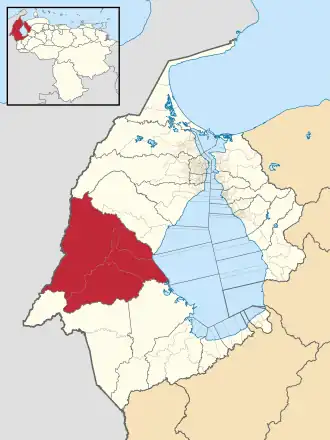 Locatie van de gemeente in Zulia