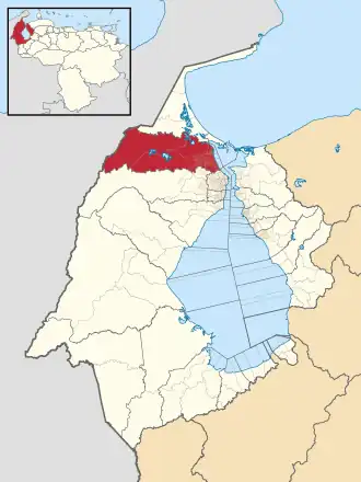 Locatie van de gemeente in Zulia