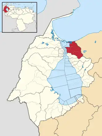Locatie van de gemeente in Zulia