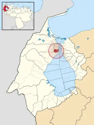 Locatie van de gemeente in Zulia