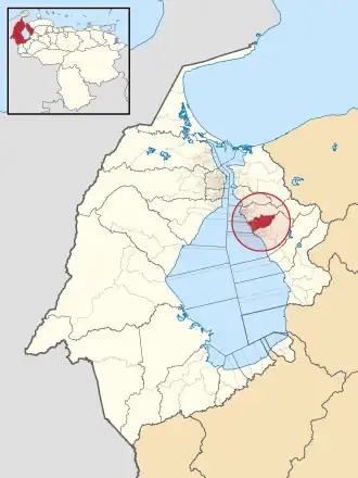 Locatie van de gemeente in Zulia