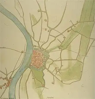 alt=Venlo in 1560 Slag bij Nieuwpoort door Pauwels van Hillegaert, Maurits van Nassau.