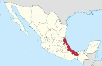 Kaart van Estado Libre y Soberano de Veracruz de Ignacio de la Llave