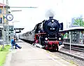 Verein Pacific locomotief 01 202 met Postzug te Neckarsulm.