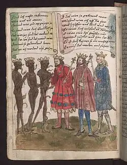 ca. 1520-1550, Vergänglichkeitsbuch van Wilhelm Werner von Zimmern, Württembergische Landesbibliothek, Cod. Don. A III 54, fol. 21v