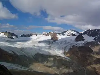 De Vernagtferner vanuit het zuiden, vanaf het Hintergrasleck