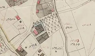Verpondingskaart uit 1811, met weergave van het Roode Wald