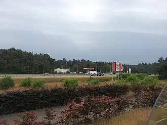 Gezien vanaf Verzorginsplaats Hendriksbos aan de andere kant van de A28