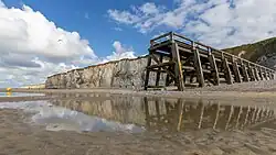 Het strand met klifkust