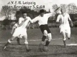 Blaschke scoort het winnende doelpunt in 1925 voor Breslauer SC tegen VfB Leipzig