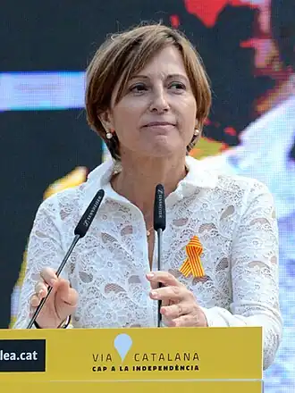 Carme Forcadell tijdens de Catalaanse Weg