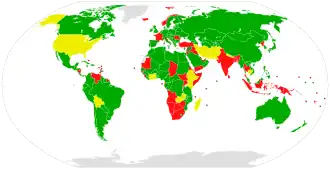 Partijen (groen), ondertekend (geel) en geen partij (rood)