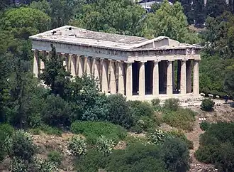 De Tempel van Hephaistos gezien vanuit het westen