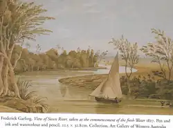 Zicht op de Swan in 1827 door Garling
