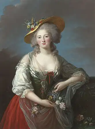 Portret van prinses Elisabeth van Frankrijk geschilderd door Élisabeth Louise Vigée Le Brun, circa 1782.