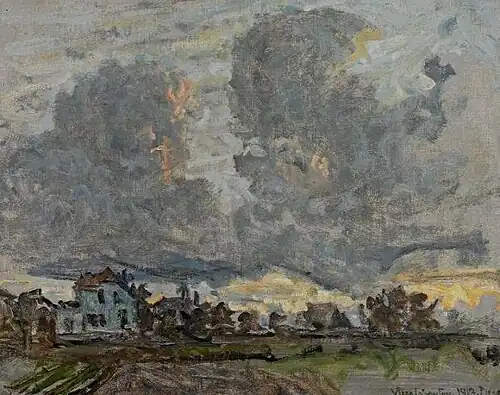 Zwaar bewolke lucht, avond, Dragør