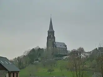 De kerk gezien vanuit het zuidwesten