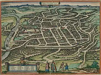 Kaart van Vilnius in 1576