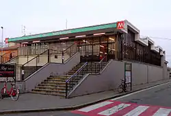 Het stationsgebouw boven de tunnelbak