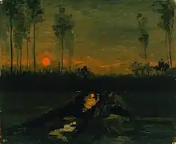 Landschap bij zonsondergang, Vincent van Gogh, Thyssen-Bornemisza Museum