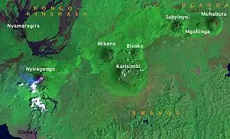 Kaart van Virungagebergte