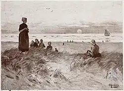 Vissersvrouwen in de duinen