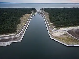 Wislaschoorwalkanaal, gezien vanaf de Oostzee