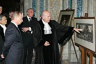 Veresjtsjetin tijdens het bezoek van Poetin aan het hof in 2005