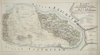 Kaart van Forteiland (1772) (noord is rechts)