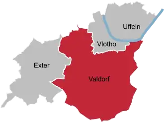 Ligging van Valdorf in de gemeente Vlotho