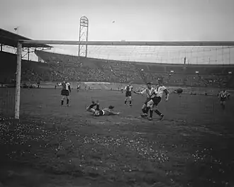 Panman in het doel van Feijenoord (tegen BVC Amsterdam, 18 mei 1958)