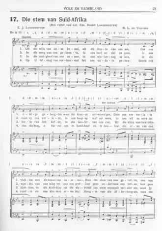 Die Stem van Suid-Afrika in de F.A.K.-Volksangbundel