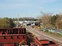 Het station in aanbouw