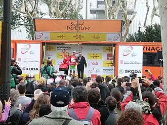 Cristiano Salerno op het podium van de Ronde van Catalonië 2013