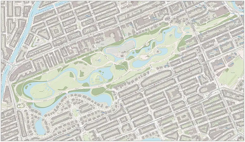 Topografische kaart van het Vondelpark