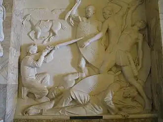 Piet en Dirkie Uys sneuvelen in de strijd; Voortrekkersmonument, Pretoria