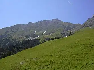 De Vordere Brandjochspitze vanaf de Höttinger Alm