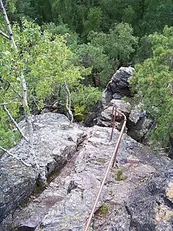 Leuning langs een bergpad
