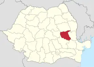 Locatie van district Vrancea in Roemenië