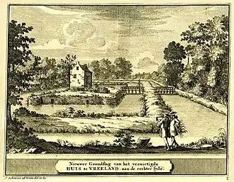 Ruïne van kasteel Vredelant gravure door Jacobus Schijnvoet, 1711