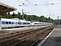 Lyria TGV Sud-Est in originele grijze en blauwe TGV-kleurstelling