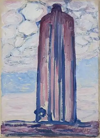 Vuurtoren bij Westkapelle, door Piet Mondriaan geschilderd in 1908; coll. Kunstmuseum Den Haag