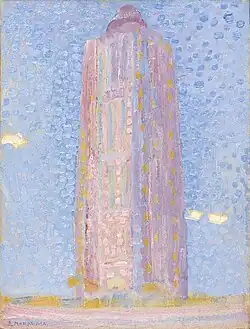 Vuurtoren bij Westkapelle, door Piet Mondriaan geschilderd in 1909; coll. Kunstmuseum Den Haag
