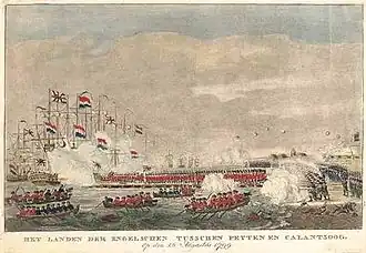 De landing van Britse troepen bij Callantsoog, 19e-eeuws schilderij