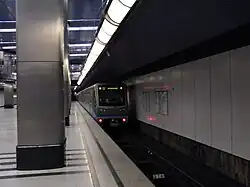 De metro naar Moskva-Siti langs het perron