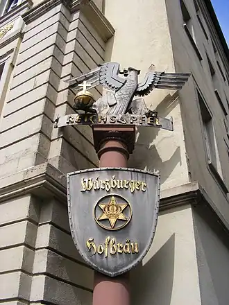 Oud uithangbord voor Würzburger Hofbräu