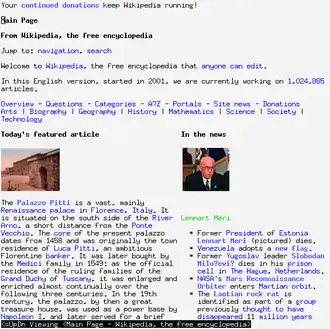 Wikipedia in w3m.